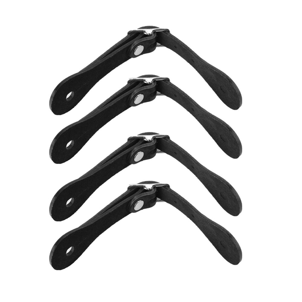 2 Ps Spur Straps,Adjustable Metal Buckle Genuine Leather Spur Straps,Handmade Boot Straps for Cowboy Boots,for Daily Practice,School CompetitionsLBlack]