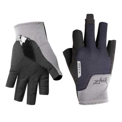 Zhik Half Finger Deck Sailing Gloves - Grey - Thermal Warm Heat Layer Layers Easy Stretch