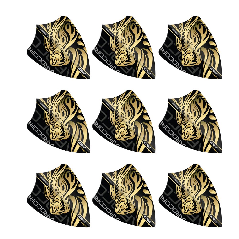 RED DRAGON Hardcore Jonny Clayton Gold Dragon Freestyle Dart Flights- 3 Sets Per Pack (9 Dart Flights in Total)