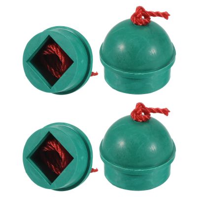 PATIKIL Cue Chalk Holder, 4 Pack Rubber Non Slip Pool Chalk Holders Billiard Cue Tips Chalks Case with Cord Snooker Pool Replacement, Green