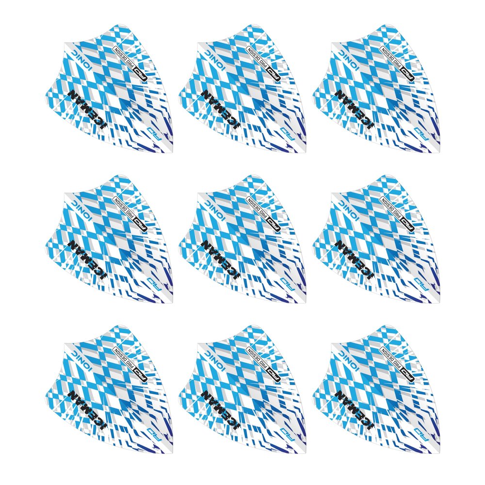 RED DRAGON Hardcore Ionic Gerwyn Price Blue & White Burst Freestyle Dart Flights- 3 Sets Per Pack (9 Dart Flights in Total)