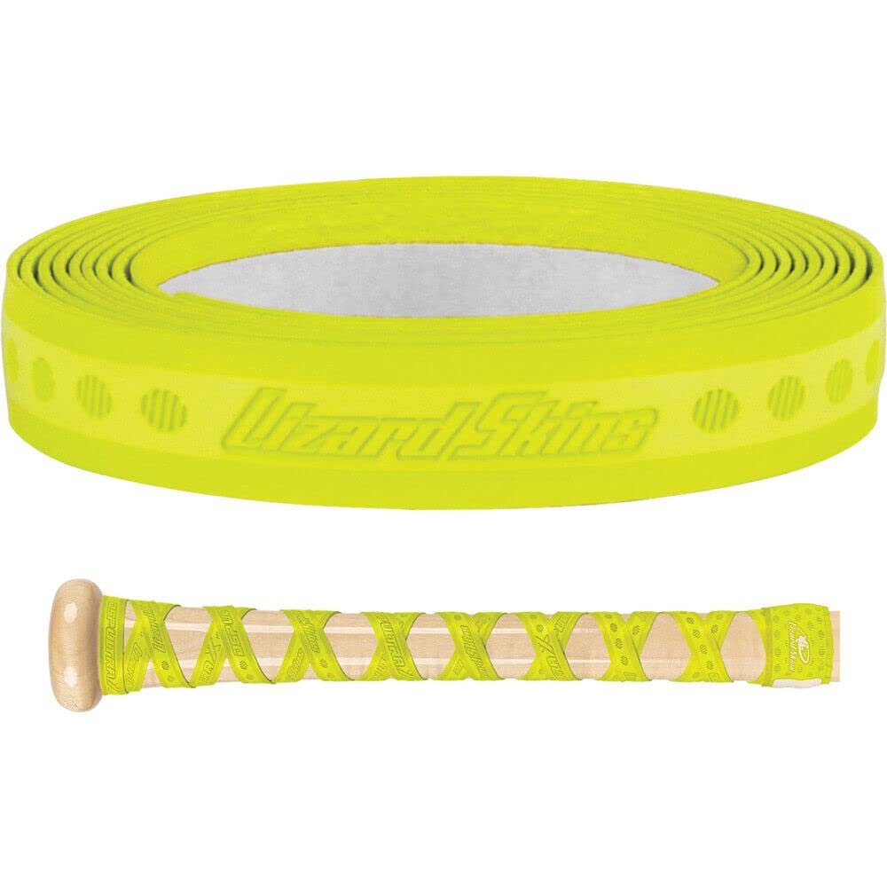 Lizard Skins DSP Ultra X Bat Grip - Solid 0.5mm Thickness Baseball Wood Bat Tape - Neon Yellow