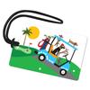 R. Nichols Doggie Golfers Luggage Tag - Sturdy Waterproof Plastic Travel Labels for Baggage, Suitcases, Backpacks, and Diaper Bags, 2.5 Inch x 4 Inch Tag with Black Loop Attachments view 1