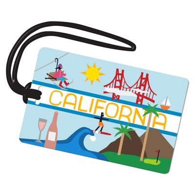 R. Nichols California Luggage Tag - Sturdy Waterproof Plastic Travel Labels for Baggage, Suitcases, Backpacks, and Diaper Bags, 2.5 Inch x 4 Inch Tag with Black Loop Attachments