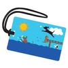 R. Nichols Dogs in Lake Luggage Tag - Sturdy Waterproof Plastic Travel Labels for Baggage, Suitcases, Backpacks, and Diaper Bags, 2.5 Inch x 4 Inch Tag with Black Loop Attachments view 1