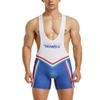 Gymskop Men's Wrestling Singlets Athletic Supporters Slim Fit Sport Bodysuit One Piece Sleeveless Active Wrestling Leotard Jumpsuits 04 White L view 1