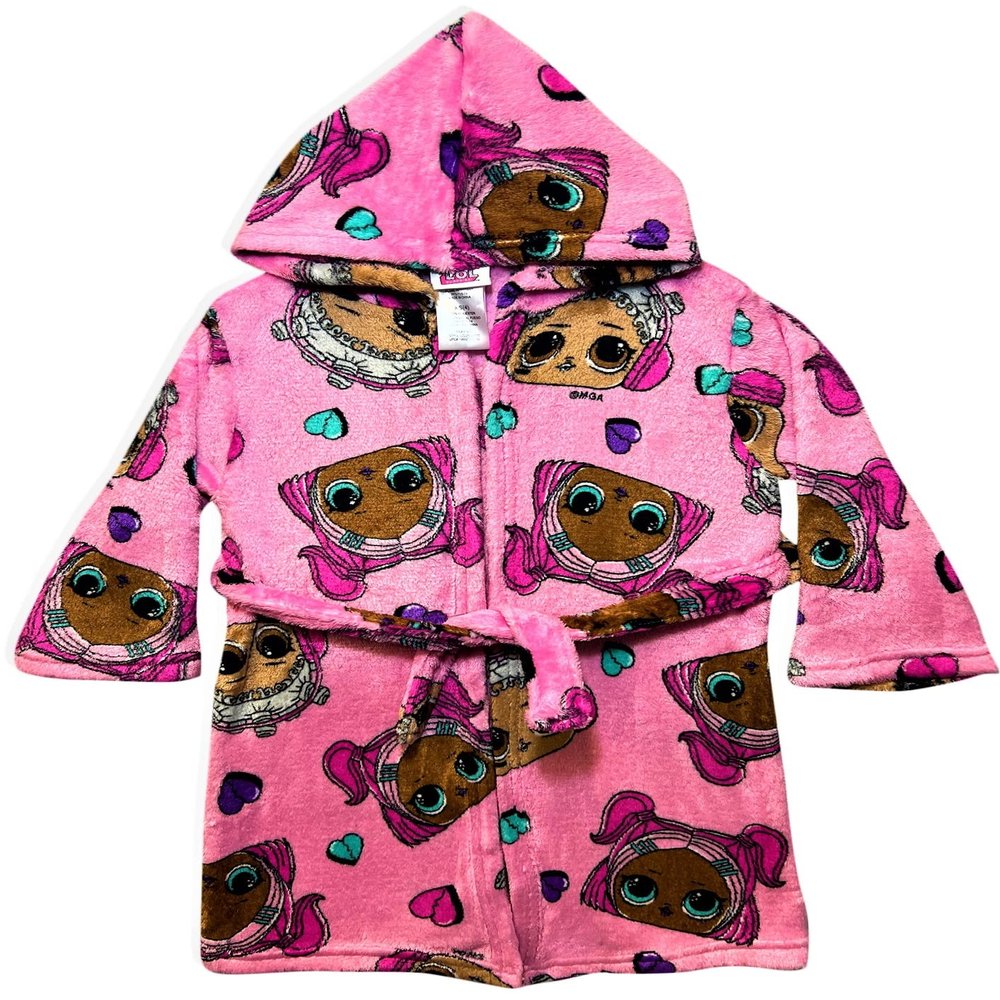 American Hero Girls' Robes - Kids Characters, Plush Soft Coral Fleece Hooded Bathrobe (8)