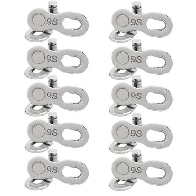 10 Pairs Bike 9 Speed Steel Quick Link Universal Bicycle Chain Connector - Lightweight Magic Buckle Missing Master Links Accessories