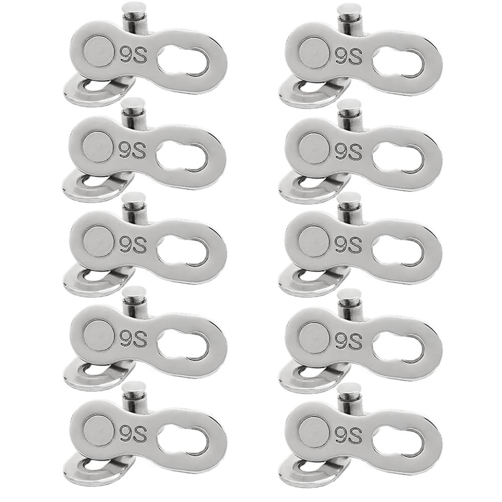 10 Pairs Bike 9 Speed Steel Quick Link Universal Bicycle Chain Connector - Lightweight Magic Buckle Missing Master Links Accessories