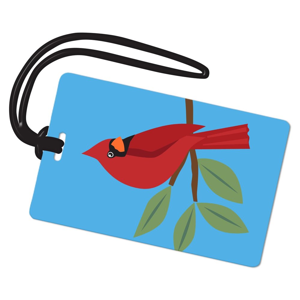 R. Nichols Cardinal Luggage Tag - Sturdy Waterproof Plastic Travel Labels for Baggage, Suitcases, Backpacks, and Diaper Bags, 2.5 Inch x 4 Inch Tag with Black Loop Attachments