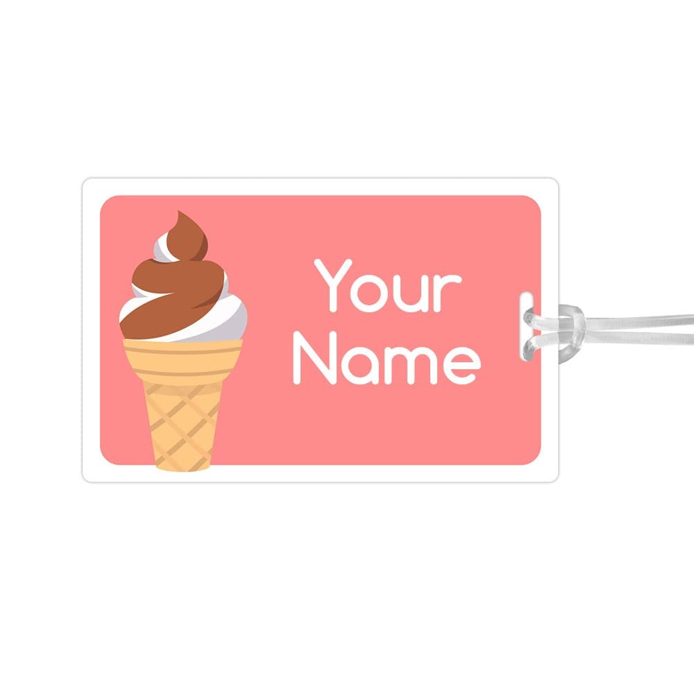 Kids Labels Durable Large Luggage & Bag Tag Ice Cream Cone Design