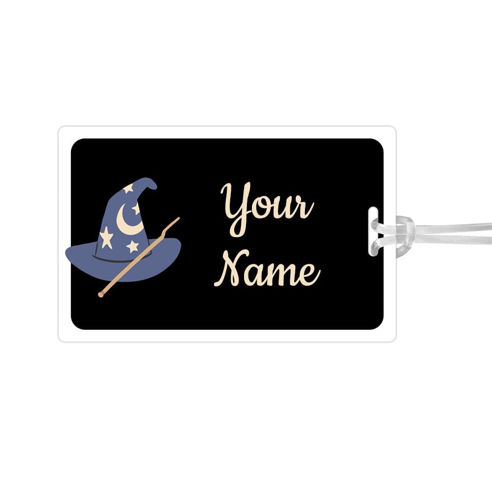 Kids Labels Durable Large Luggage & Bag Tag Wizard hat Design