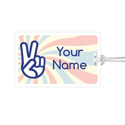 Kids Labels Durable Large Luggage & Bag Tag Peace Sign Design