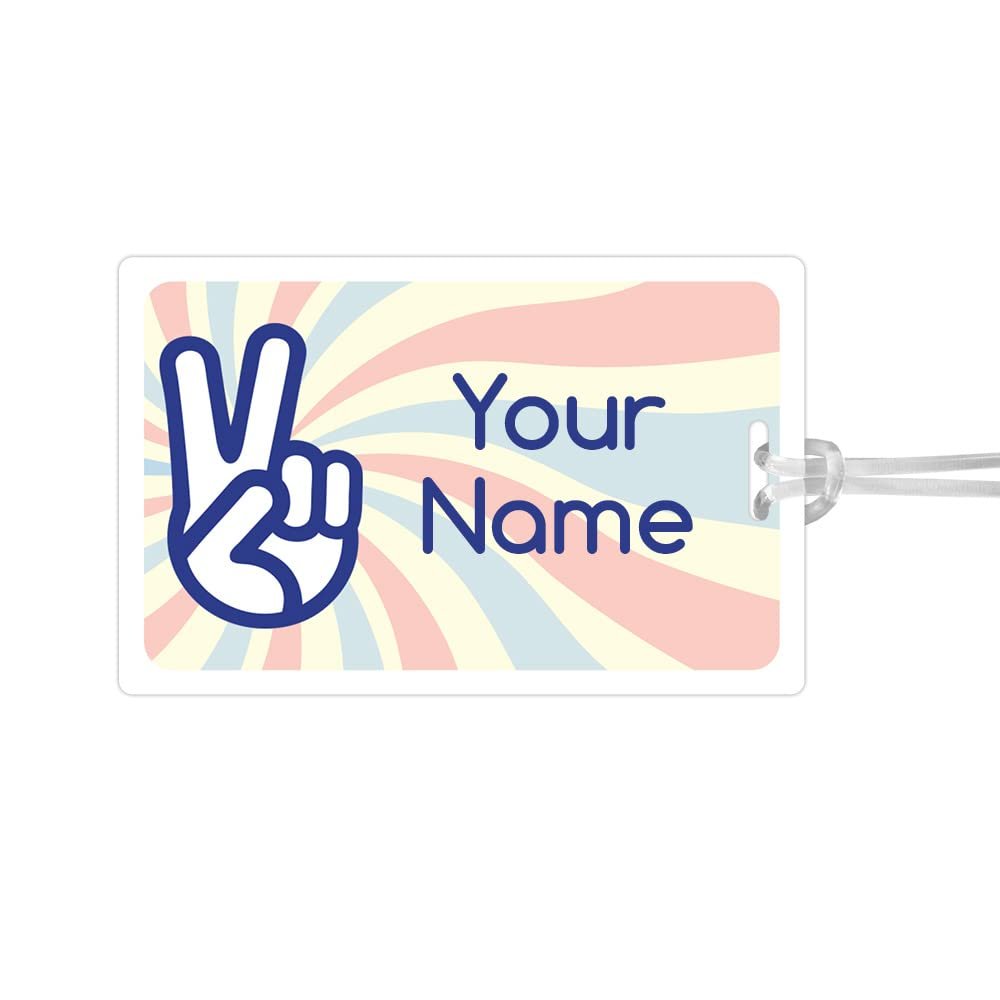 Kids Labels Durable Large Luggage & Bag Tag Peace Sign Design