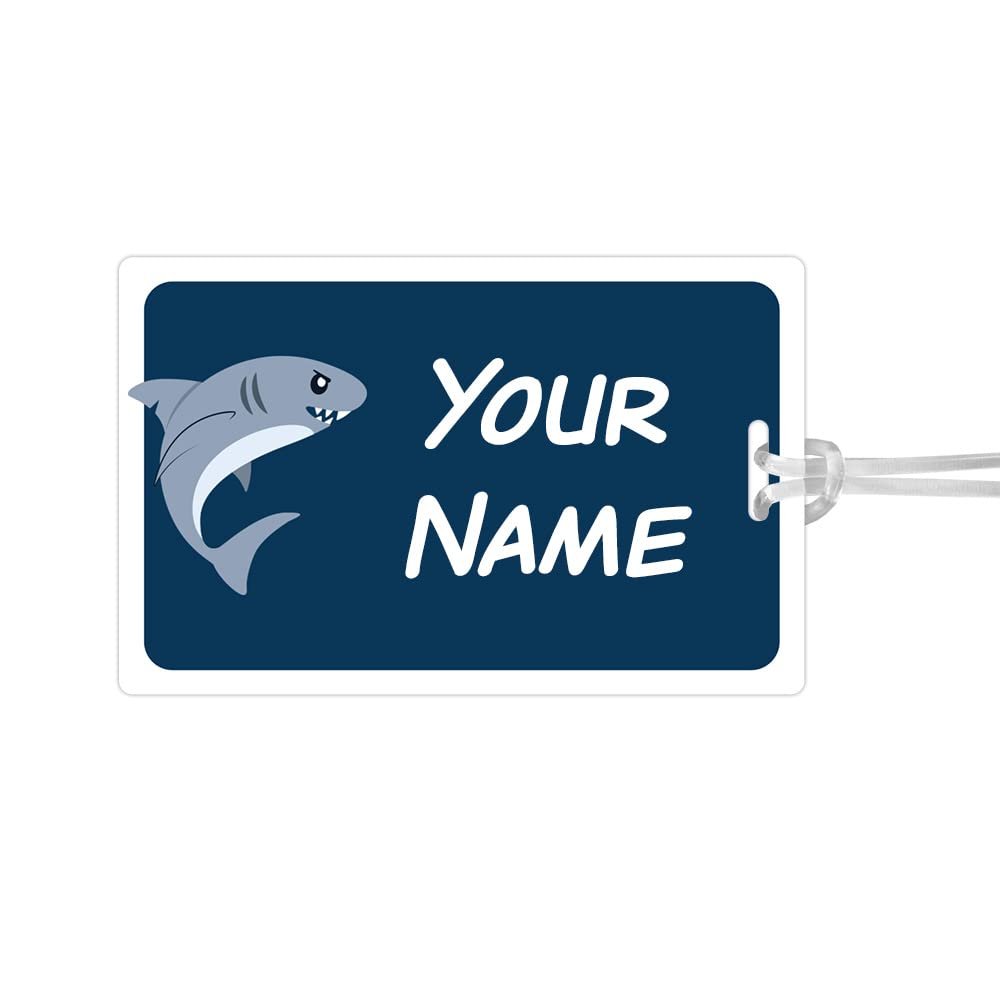 Kids Labels Durable Large Luggage & Bag Tag Shark Design