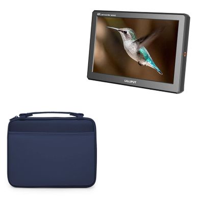 BoxWave Case Compatible with Lilliput A8 - Hard Shell Briefcase, Slim Messenger Bag Briefcase Cover Side Pockets - Navy