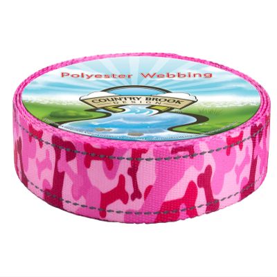 Country Brook Design - 1 Inch Pink Bone Camo Reflective Polyester Webbing, 10 Yards