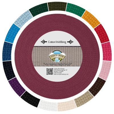 Country Brook Design - 1" Cotton Webbing Strap - Lightweight, Organic and Gentle with Skin Cotton Strapping - 50 Yards, Maroon