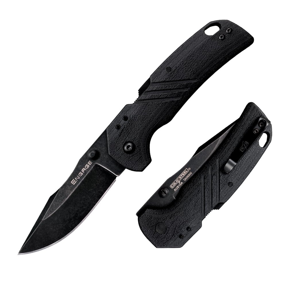 Cold Steel CS-FL-30DPLC-10B: 3" Engage Aus10A / 3" Clip Point Blade / 2.4Mm Thick, Black/Grey