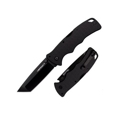 Cold Steel Verdict 3" AUS10A Tanto Point Blade 4.25" G-10 Black Handle Everyday Carry Tactical Folding Knife with Tri-Ad Lock