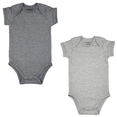123 Bear Baby Cotton Spandex Infant Bodysuits Long Sleeve and Short Sleeve (Gray 2-Pack Short Sleeve, 6-12 Months)