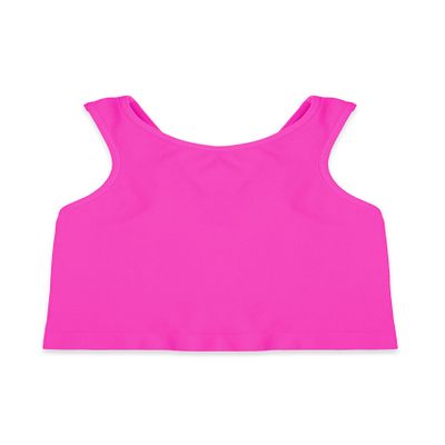 Kurve Premium Girls Seamless Supersoft Sleeveless Crop Tank Top - Stretchy Bra, UV UPF 50+ (Made in USA), Neon Fuschia, 9 Years-14 Years