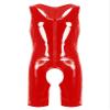Kaerm Men Metallic Patent Leather Jockstraps Leotard Bodysuit Zipper Wrestling Singlet Catsuit Red 4X-Large view 1