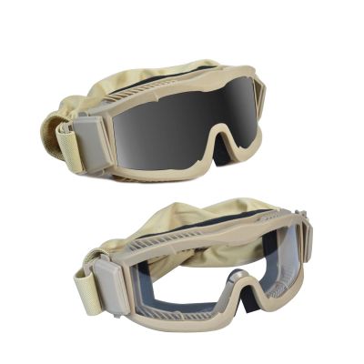 Hdlsina Tactical Safety Goggles Airsoft Goggles Anti Fog Military Glasses Tactical Shooting Goggle Protective Eye (KHAKI DK)