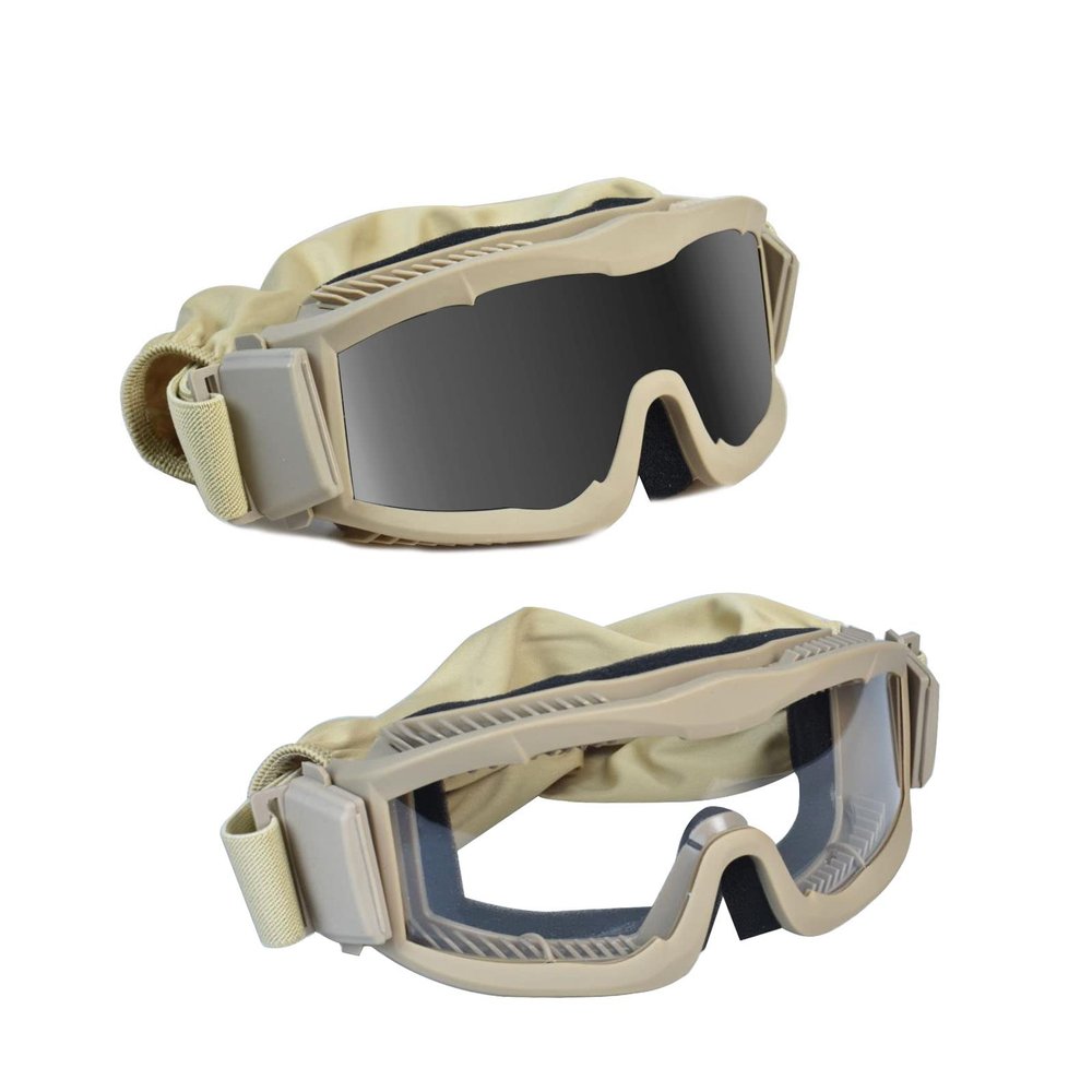 Hdlsina Tactical Safety Goggles Airsoft Goggles Anti Fog Military Glasses Tactical Shooting Goggle Protective Eye (KHAKI DK)