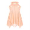 Agoky Kids Girls Halter Sequins Criss Cross Back Lyrical Ballet Dance Dress Skating Leotard Dress Modern Ballroom Dancewear Coral Pink 6 view 1