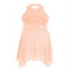 Agoky Kids Girls Halter Sequins Criss Cross Back Lyrical Ballet Dance Dress Skating Leotard Dress Modern Ballroom Dancewear Coral Pink 6 view 2