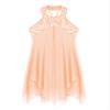 Agoky Kids Girls Halter Sequins Criss Cross Back Lyrical Ballet Dance Dress Skating Leotard Dress Modern Ballroom Dancewear Coral Pink 6 view 3