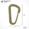 Breakwater Supply Hingeless Carabiner Hooks 4 Pack, Small 2-inch Gear Attachment Clips for Backpack, Keys, Keychain, Water Bottle, MOLLE, Ultralight, Tactical, D-Ring, Non-Corrosive, D-Shape (Tan) view 3