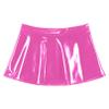 easyforever Women's Shiny Flared Pleated Mini Skater Skirt Leather Open Front Wetlook PVC Skirts Hot Pink 4X-Large view 4