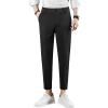 DGHM-JLMY Men Summer Micro-Elastic Suit Pant Slim Fit Dress Tapered Zipper Pocket Pant Stretch Hiking Lightweight Golf Pant (Black,28) view 1