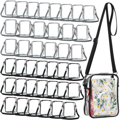 Cunno 20 Pcs Clear Crossbody Bag Stadium Approved Messenger PVC Shoulder Purse for Women Work Business Travel Concerts Sports Events
