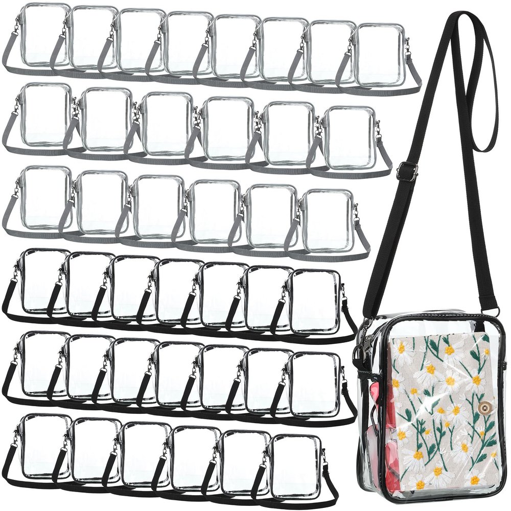 Cunno 20 Pcs Clear Crossbody Bag Stadium Approved Messenger PVC Shoulder Purse for Women Work Business Travel Concerts Sports Events