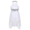 Agoky Kids Girls Halter Sequins Criss Cross Back Lyrical Ballet Dance Dress Skating Leotard Dress Modern Ballroom Dancewear White 16 view 2