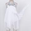 Agoky Kids Girls Halter Sequins Criss Cross Back Lyrical Ballet Dance Dress Skating Leotard Dress Modern Ballroom Dancewear White 16 view 3