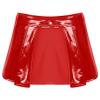 easyforever Women's Shiny Flared Pleated Mini Skater Skirt Leather Open Front Wetlook PVC Skirts Red 3X-Large view 1