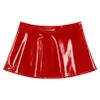 easyforever Women's Shiny Flared Pleated Mini Skater Skirt Leather Open Front Wetlook PVC Skirts Red 3X-Large view 4