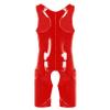 Oyolan Men's Wet Look Patent Leather Sleeveless Zipper Front Bodysuit Hollow Out Crotch Teddy Leotard Red XX-Large view 2