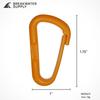 Breakwater Supply Hingeless Carabiner Hooks 4 Pack, Small 2-inch Gear Attachment Clips for Backpack, Keys, Keychain, Water Bottle, MOLLE, Ultralight, Tactical, D-Ring, Non-Corrosive, D-Shape (Orange) view 3
