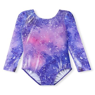 HOZIY Girls Gymnastics Leotards for Kids Abstract Galaxy Milky Way Size 8-9 9-10 8-10 Years Old Girl Tumbling Outfits Dance Unitard Bodysuits Sleeved Long Sleeves Sparkle Starry Stars