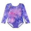 HOZIY Girls Gymnastics Leotards for Kids Abstract Galaxy Milky Way Size 8-9 9-10 8-10 Years Old Girl Tumbling Outfits Dance Unitard Bodysuits Sleeved Long Sleeves Sparkle Starry Stars view 1