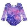 HOZIY Girls Gymnastics Leotards for Kids Abstract Galaxy Milky Way Size 8-9 9-10 8-10 Years Old Girl Tumbling Outfits Dance Unitard Bodysuits Sleeved Long Sleeves Sparkle Starry Stars view 2