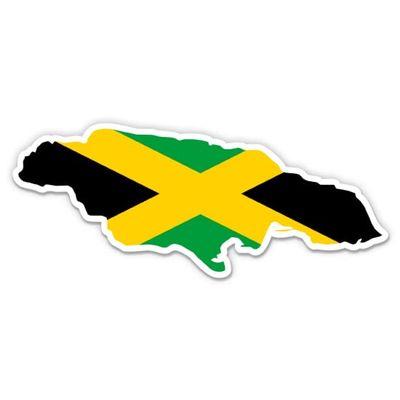 Jamaica Flag Jamaican Country Shape - 5" Vinyl Sticker - for Car Laptop I-Pad - Waterproof Decal