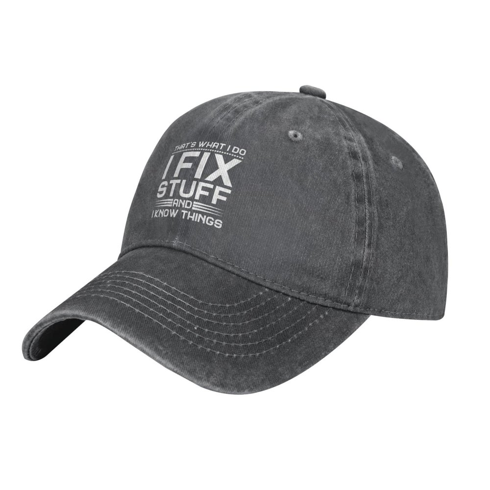 CAPRIZ That's Whats I Do I Fix Stuff and I Know Things Baseball Hat for Women 90s Washed Cotton Adjustable Strapback Hat Deep Heather