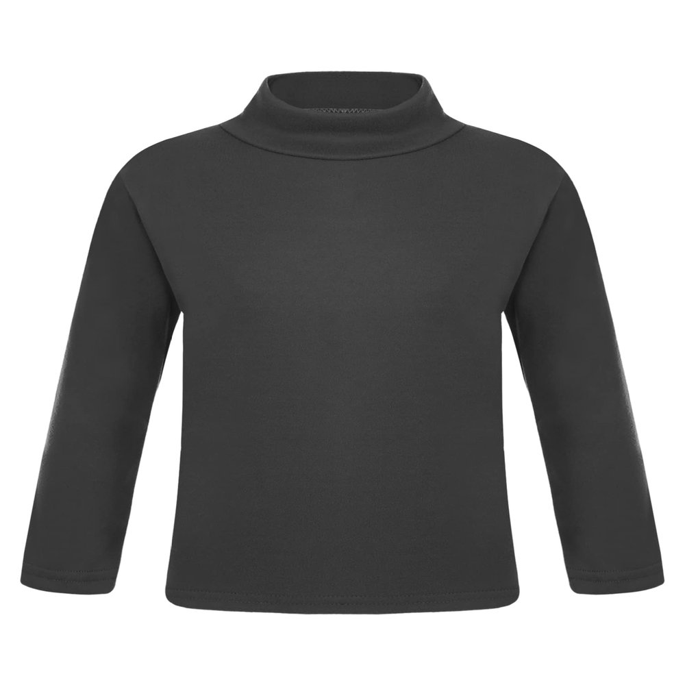 YONGHS Kids Girls Boys Basic Long Sleeve Turtleneck T-Shirts Fall Winter Warm Pullover Thermal Tops Black 2-3