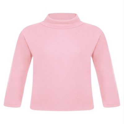 YONGHS Kids Girls Boys Basic Long Sleeve Turtleneck T-Shirts Fall Winter Warm Pullover Thermal Tops Pink 11-12